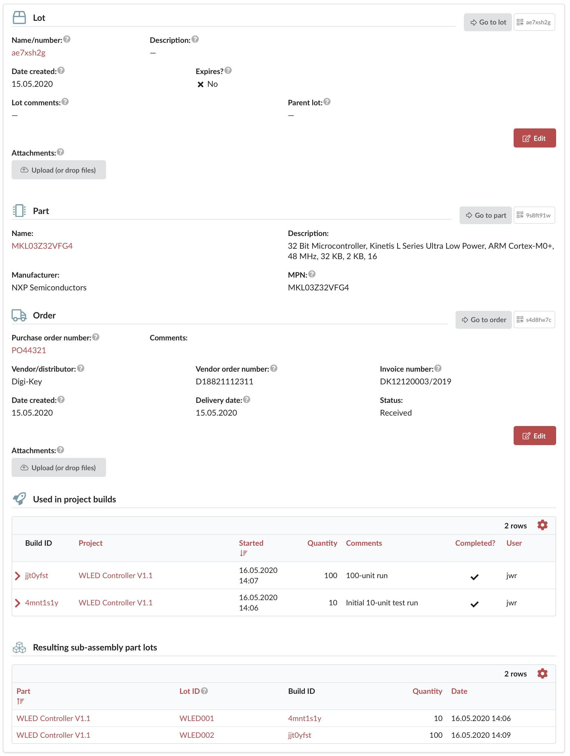 PartsBox: Electronic components inventory, ordering and production